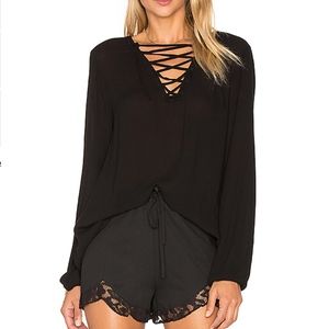 Jack by BB Dakota Black Laceup Top